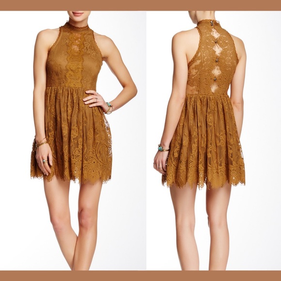 FREE PEOPLE Verushka Mini Dress Golden Honey 0 - Picture 6 of 6